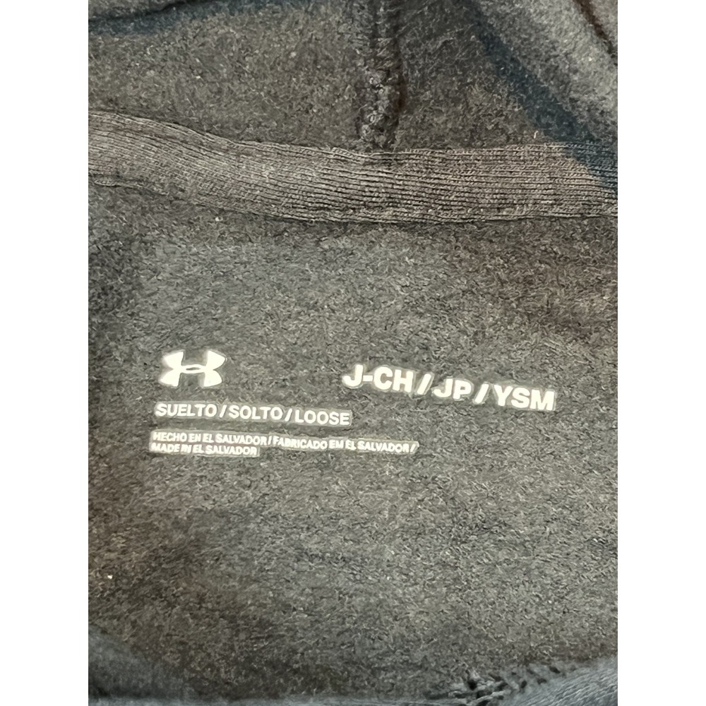 Under Armour Youth Kids YSM Black Rival Fleece Pullover Hoodie Sweatshirt Loose - Picture 5 of 9